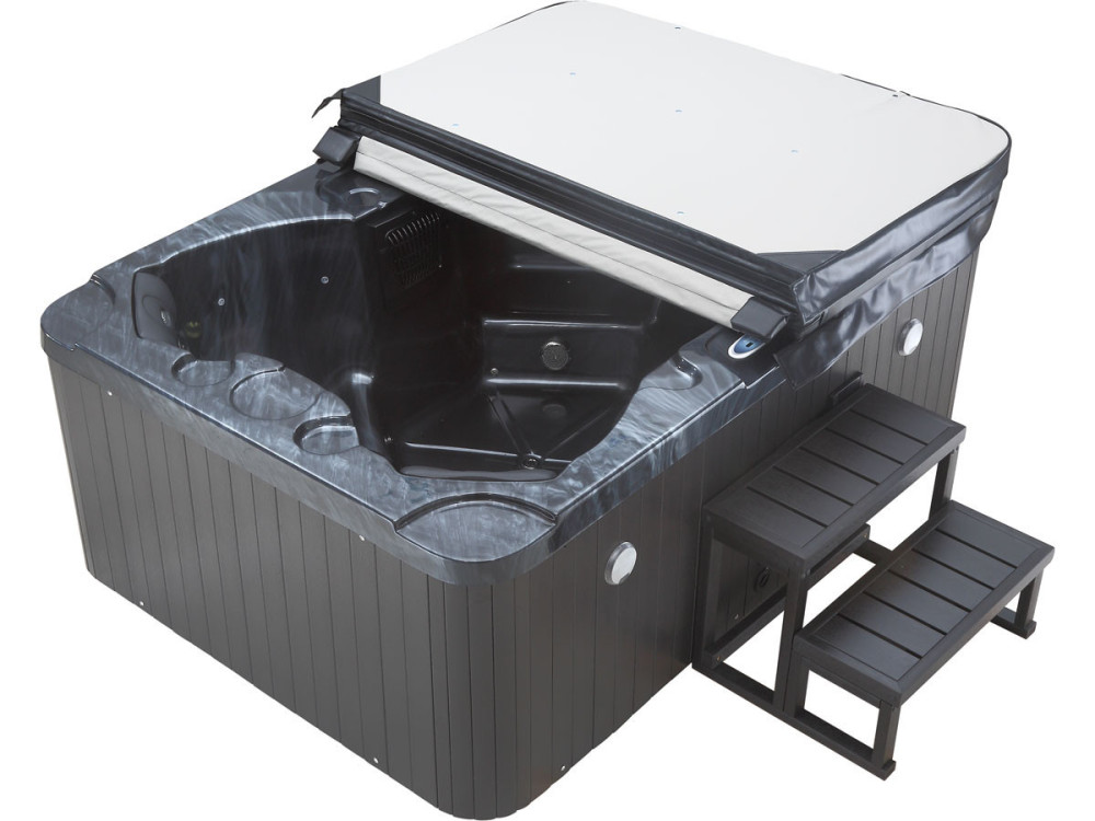 LED-Whirlpool "Haïti" 4 Personen - Integrierter Bluetooth-Lautsprecher - Grau