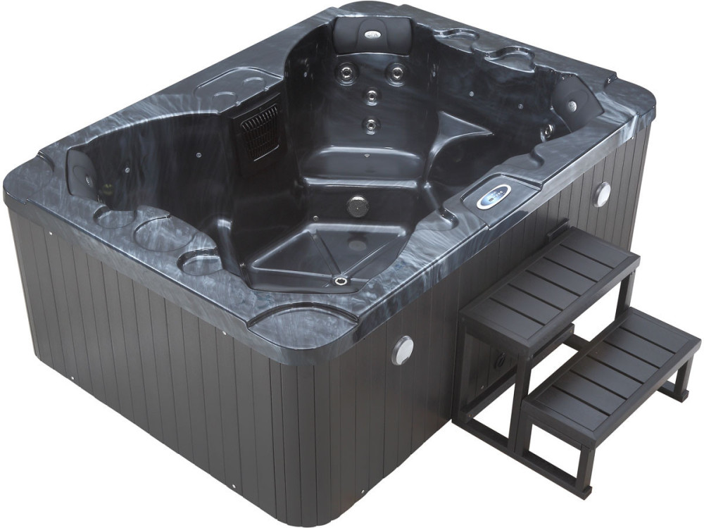 LED-Whirlpool "Haïti" 4 Personen - Integrierter Bluetooth-Lautsprecher - Grau