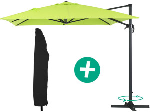 Ampelschirm aus Alu "Sun 4" - Rechteckig - 3 x 4 m + Schutzhülle - Grün