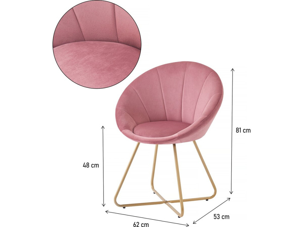 Esszimmerstühle aus Samt 2er-Set "Rosalie" - Rose