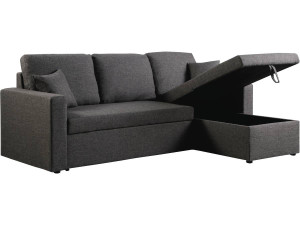 Ecksofa reversibel mit Schlaffunktion und Stauraum „Alain“ - 3-Sitzer - Grau