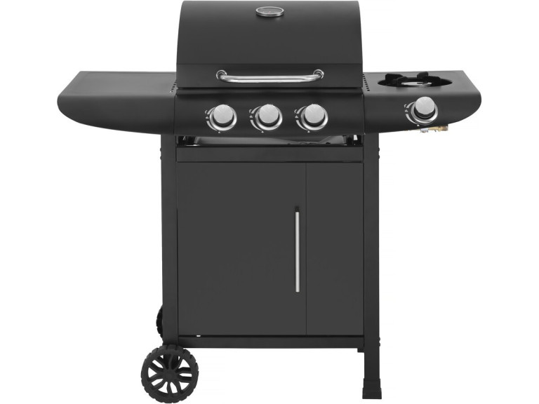 Gasgrill "Feria 4" - 4 Brenner davon 1 Seitenbrenner - 11,5 kW - Schwarz