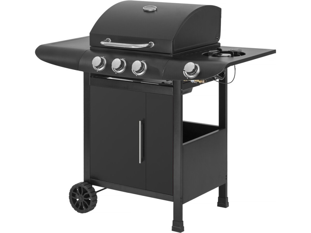 Gasgrill "Feria 4" - 4 Brenner davon 1 Seitenbrenner - 11,5 kW - Schwarz