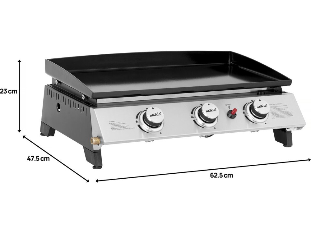 Plancha mit 3 Gasbrennern "Jolly" - 7,5 kW - Grau