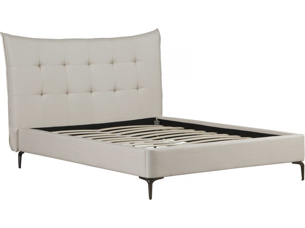 Gepolstertes Doppelbett aus Stoff „Aspen“ 180 x 200 cm - Beige