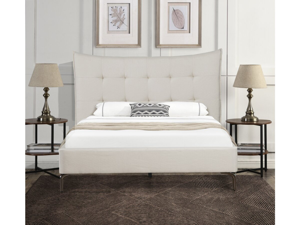 Gepolstertes Doppelbett aus Stoff „Aspen“ 180 x 200 cm - Beige