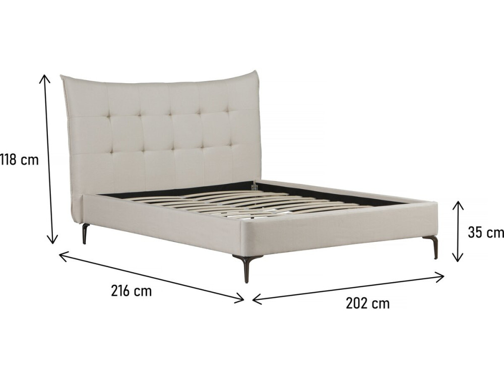 Gepolstertes Doppelbett aus Stoff „Aspen“ 180 x 200 cm - Beige