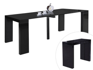 Ausziehbarer Esstisch "Dina"-  200/40 x 94 x 75 cm - Schwarz  lackiert