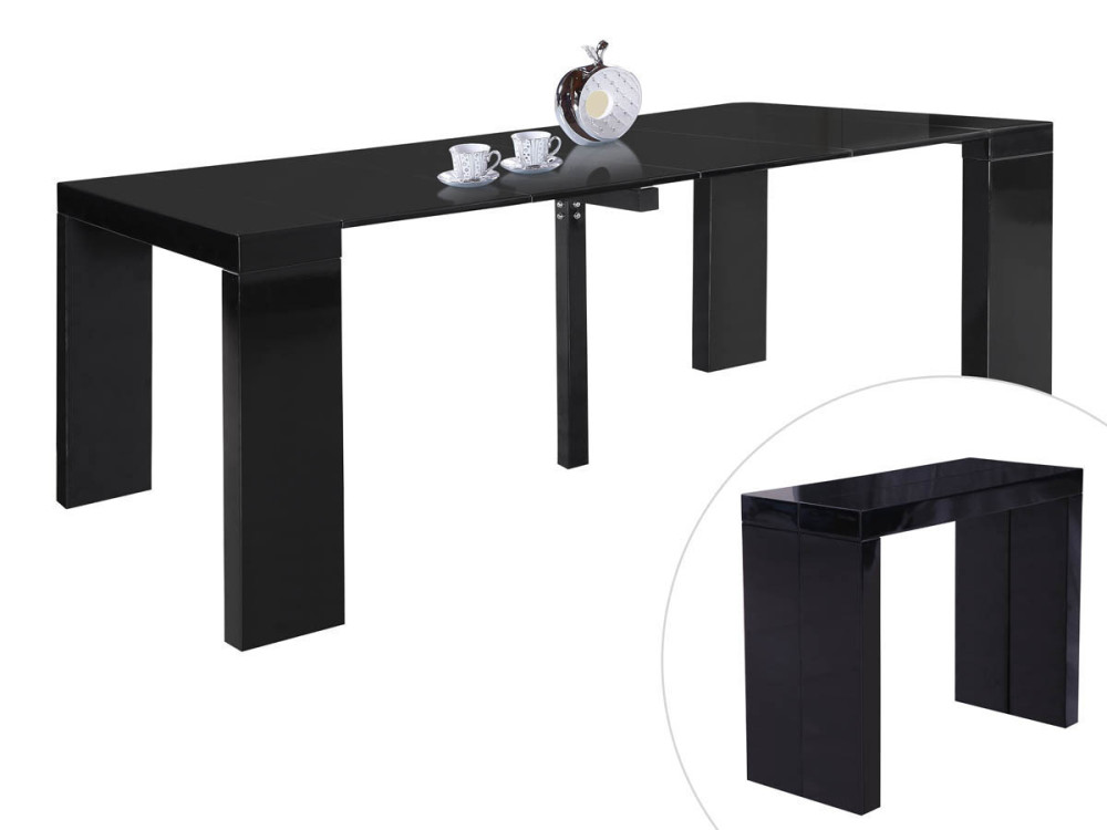 Ausziehbarer Esstisch "Dina"-  200/40 x 94 x 75 cm - Schwarz  lackiert