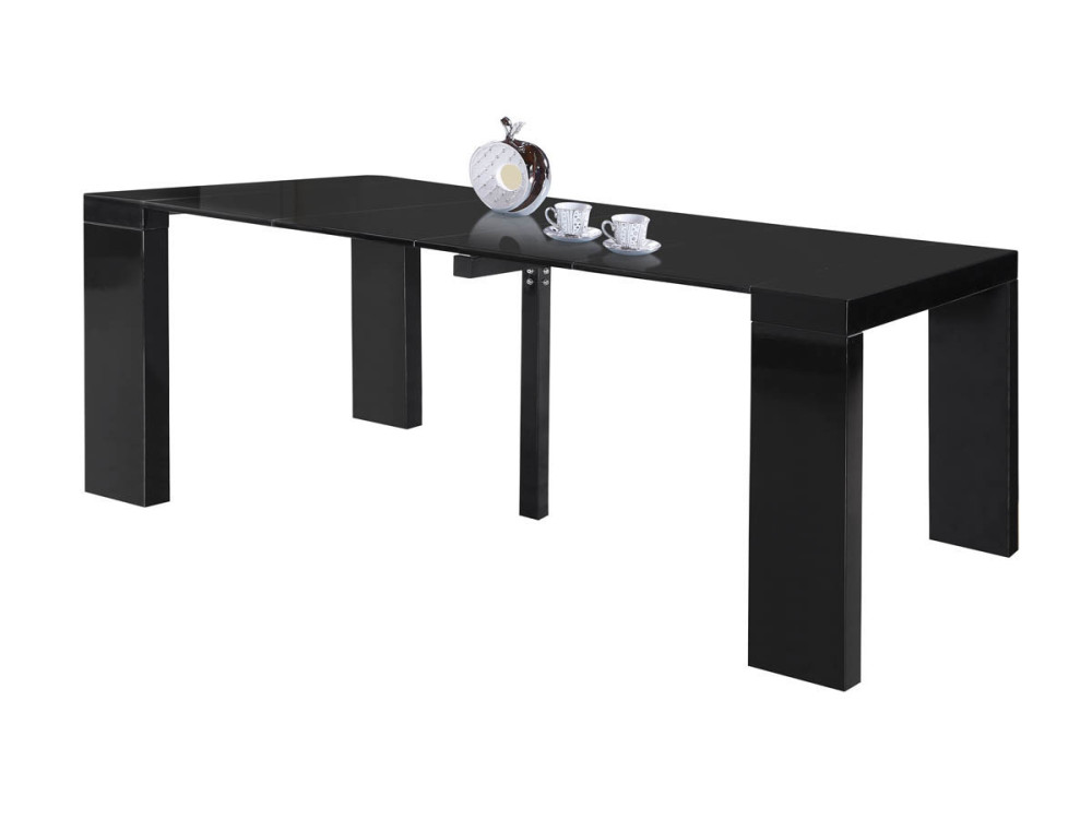 Ausziehbarer Esstisch "Dina"-  200/40 x 94 x 75 cm - Schwarz  lackiert