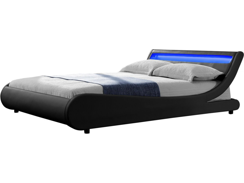 Doppelbett mit LED "Natacha" - 160 x 200 cm - Schwarz