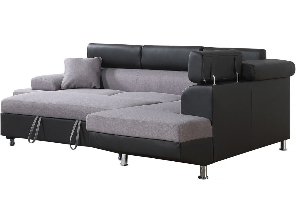Ecksofa mit Schlaffunktion "Sophia luxe" - 265 x 190,5 x 80/91 cm - Schwarz/Grau - 5-Sitzer - Ecke rechts
