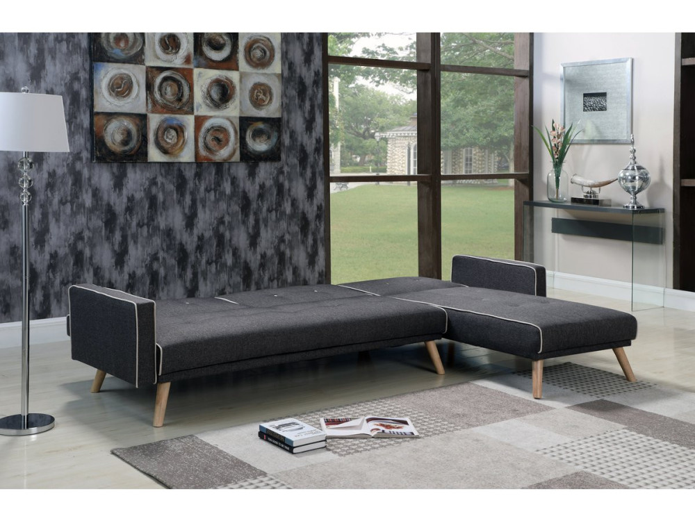 Ecksofa reversibel mit Schlaffunktion "Jules" - 3-Sitzer - Grau