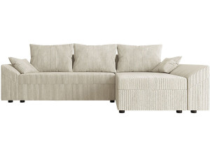 Ecksofa mit Schlaffunktion und Bettkasten "Vaugirard 2" aus Cord - 3-Sitzer - Beige