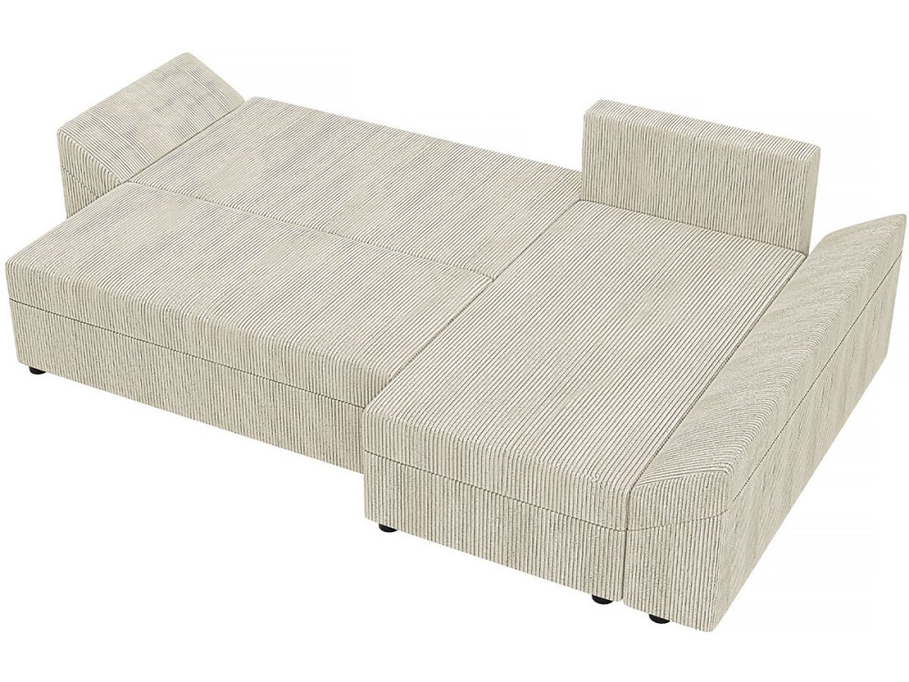 Ecksofa mit Schlaffunktion und Bettkasten "Vaugirard 2" aus Cord - 3-Sitzer - Beige