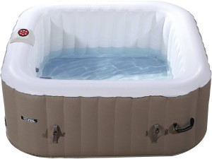 Aufblasbarer viereckiger Whirlpool aus PVC "MONAC"  - 4 Personen - Creme/Weiß