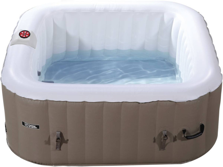 Aufblasbarer viereckiger Whirlpool aus PVC "MONAC"  - 4 Personen - Creme/Weiß