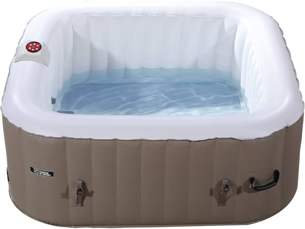 Aufblasbarer viereckiger Whirlpool aus PVC "MONAC"  - 4 Personen - Creme/Weiß