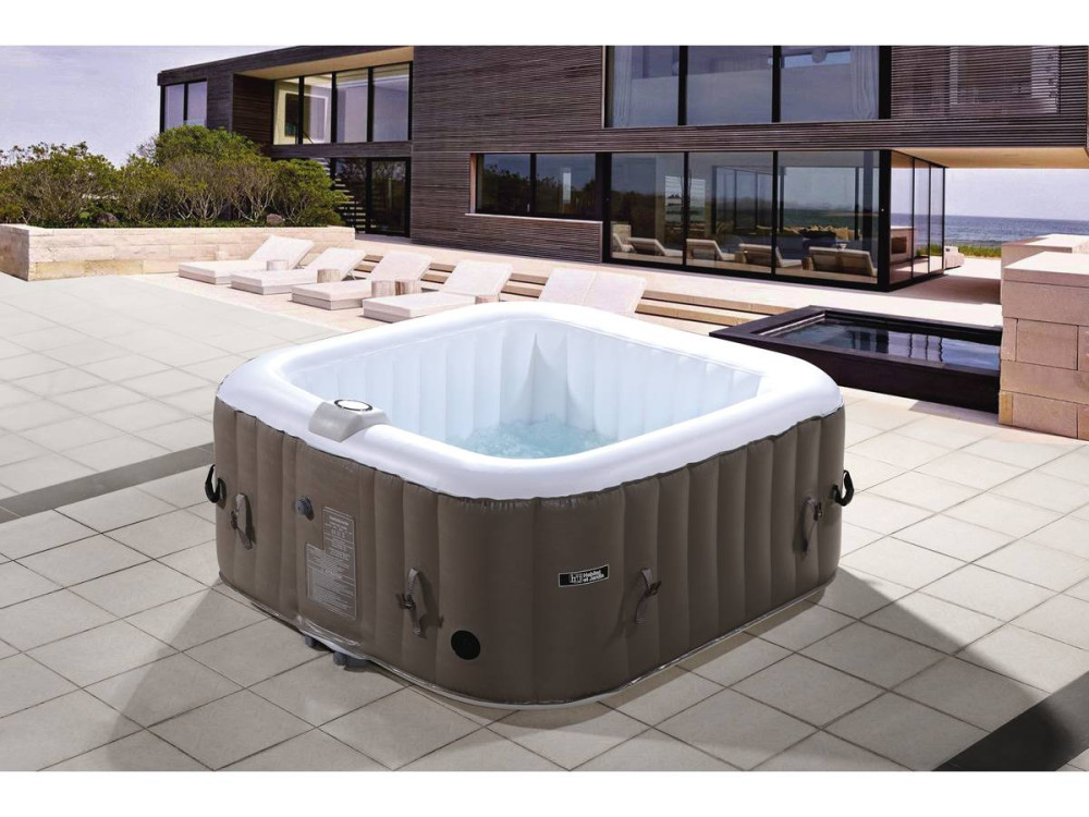 Aufblasbarer viereckiger Whirlpool aus PVC "MONAC"  - 4 Personen - Creme/Weiß