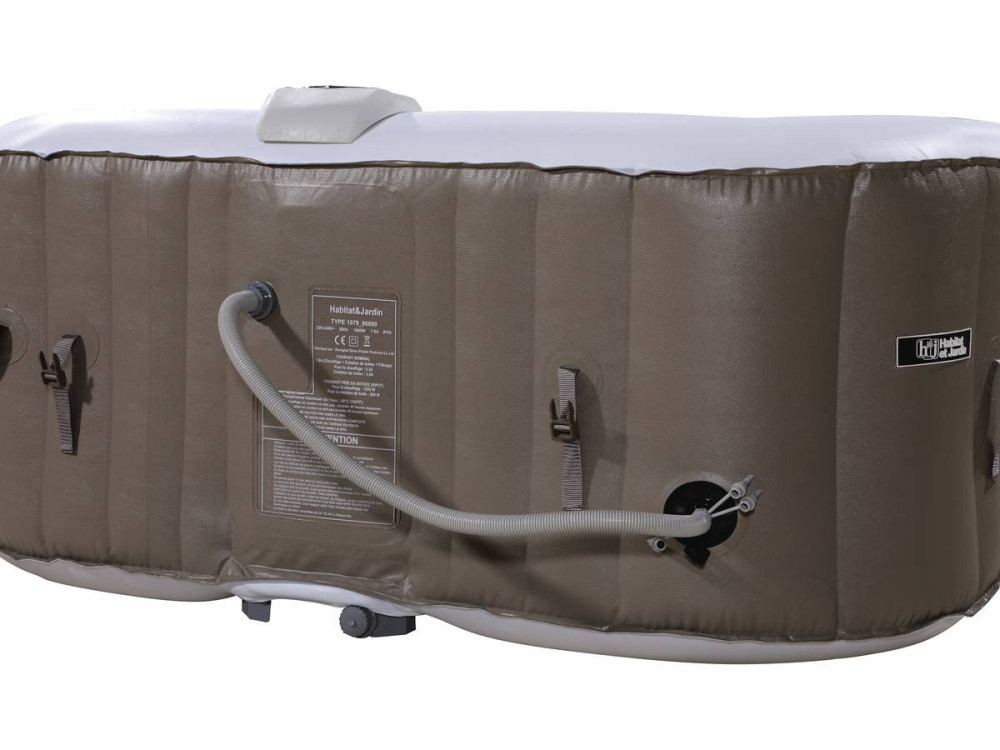 Aufblasbarer viereckiger Whirlpool aus PVC "MONAC"  - 4 Personen - Creme/Weiß