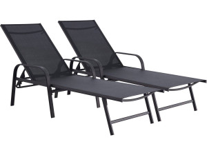 2er-Set Sonnenliegen aus Metall "Farniente - Schwarz