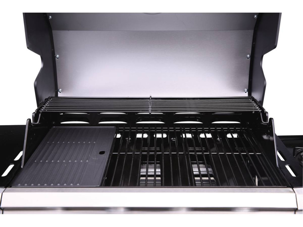Gasgrill "Bingo 4" - 4 Brenner davon 1 Seitenbrenner - 14 kW + Schutzhülle - Schwarz