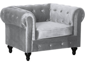 Chesterfield Sessel aus Samt "Aliza" - 111 x 82 x 70 cm - Grau