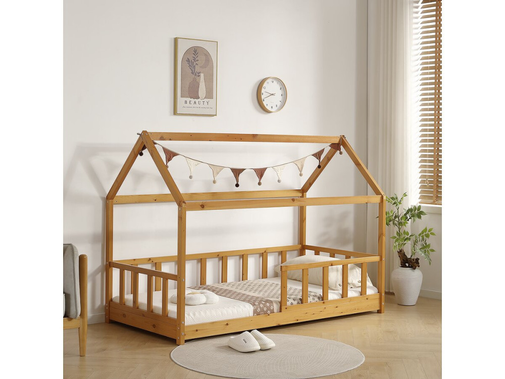 Holzhüttenbett für Kinder "Mila" - 90 x 190 cm - Braun