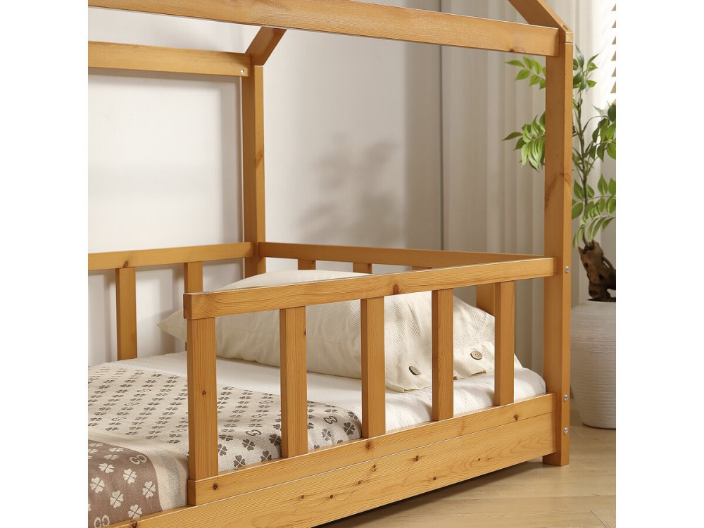 Holzhüttenbett für Kinder "Mila" - 90 x 190 cm - Braun