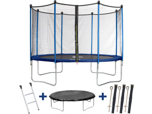Trampolin " Happy " - Ø 3.65 m m -mit Netz + Leiter  + Decke + Ankerungskit