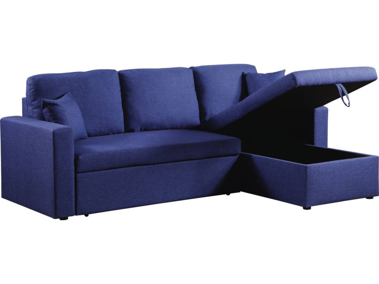 Ecksofa reversibel mit Schlaffunktion und Stauraum „Alain“ - 3-Sitzer - Blau