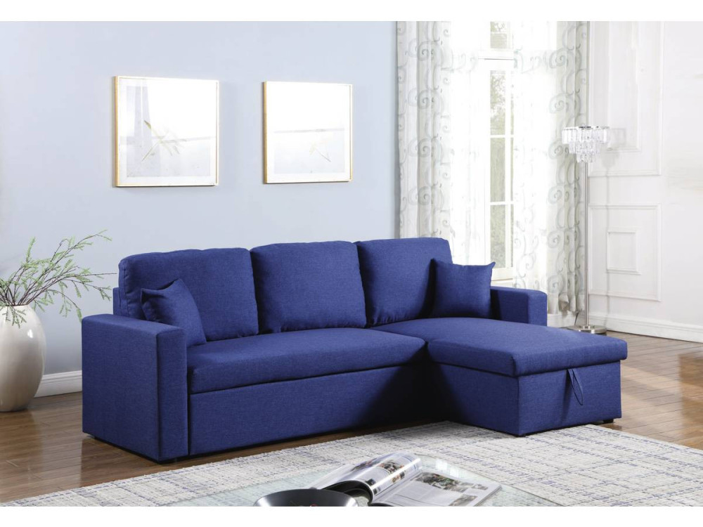 Ecksofa reversibel mit Schlaffunktion und Stauraum „Alain“ - 3-Sitzer - Blau