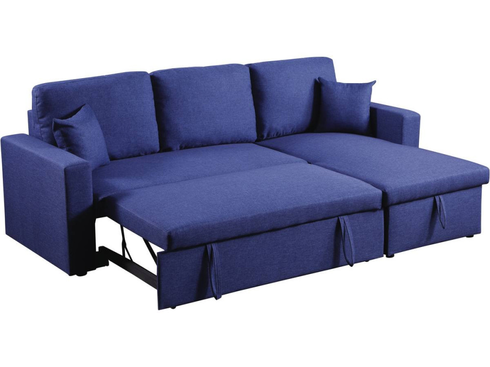 Ecksofa reversibel mit Schlaffunktion und Stauraum „Alain“ - 3-Sitzer - Blau