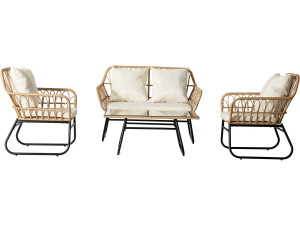Gartensalon aus Rattan "Melo" - 4-Sitzer - Weiß/Braun