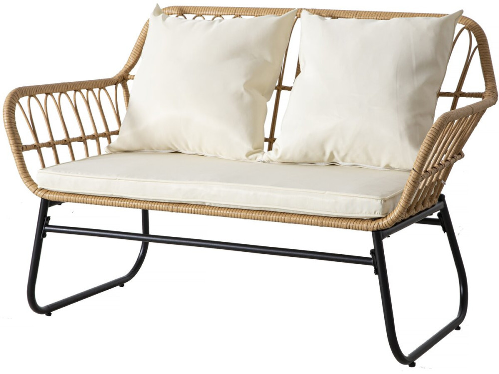 Gartensalon aus Rattan "Melo" - 4-Sitzer - Weiß/Braun