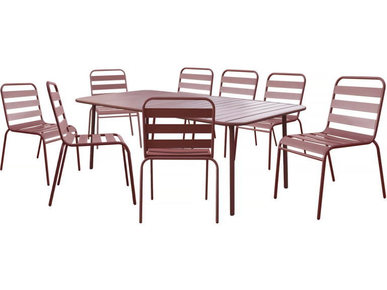 Gartenmöbel-Set "Bilbao" aus Metall - 8 Sitzplätze - Terrakotta