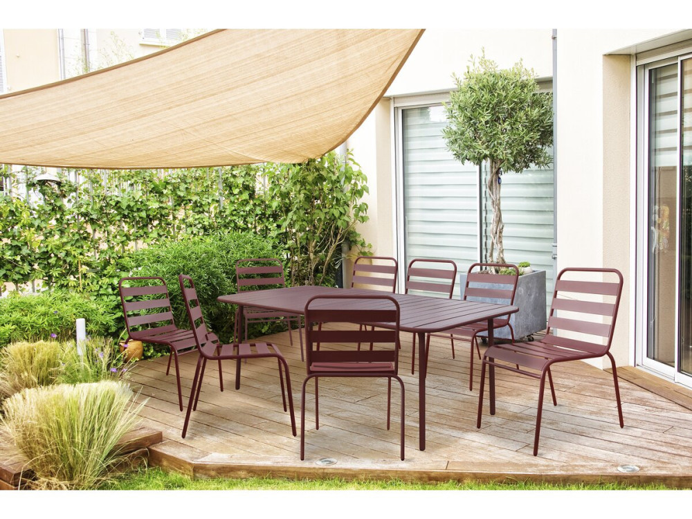 Gartenmöbel-Set "Bilbao" aus Metall - 8 Sitzplätze - Terrakotta