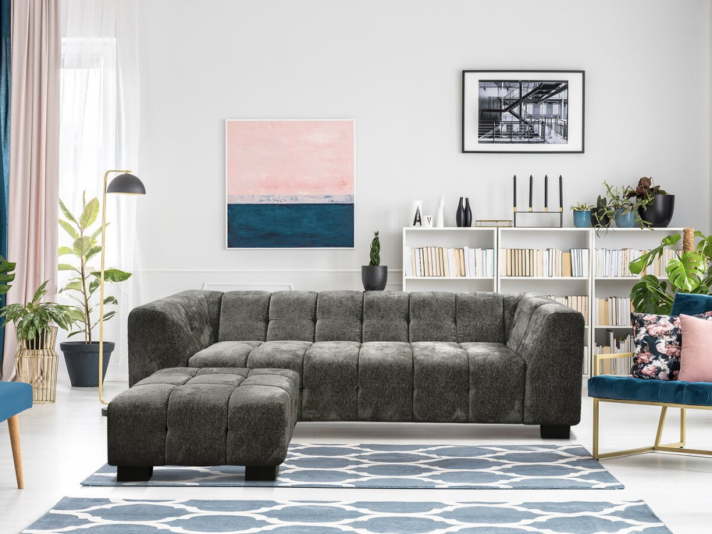 Designer 3-Sitzer Sofa aus Chenille-Stoff "Foch"- Grau