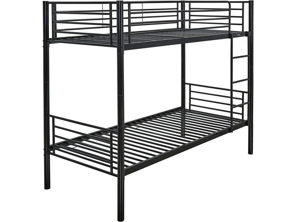 Etagenbett mit Ausziehbett „ADAM” – 90 x 190 cm – Metall – Schwarz
