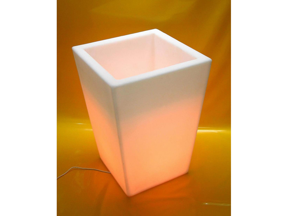 Weiße quadratische Leuchtvase 45 cm.