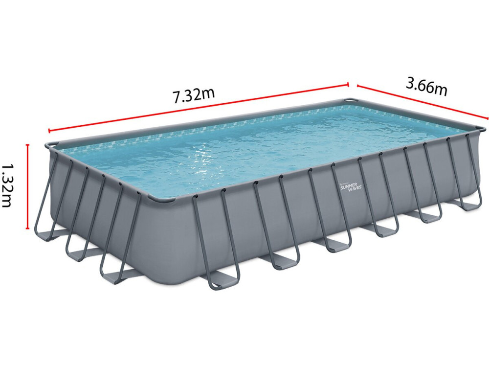 Framepool grau - "LUDO 5" - 7,32 x 3,66 x 1,32 m - Sandfiltergruppe 5,7 m3/h