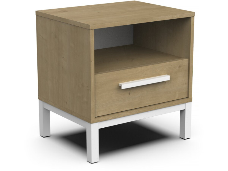 Nachttisch "Craft" - Holz - 1 Schubladen - Braun/weiß