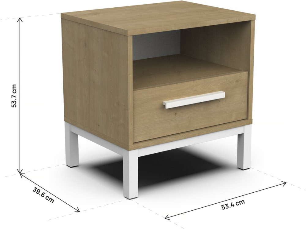 Nachttisch "Craft" - Holz - 1 Schubladen - Braun/weiß