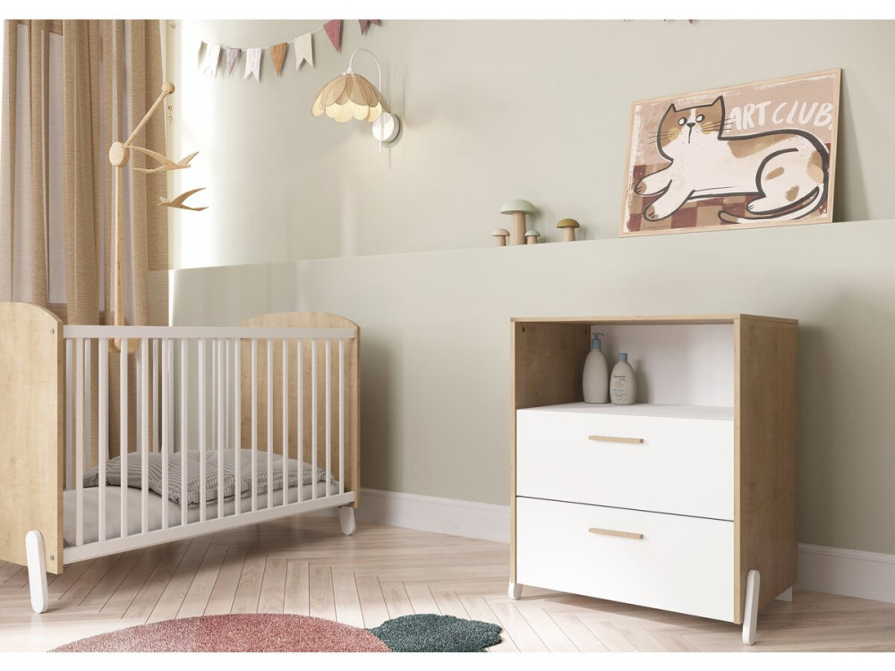 Kinderkommode mit 2 Schubladen und einer Nische "Naili" - Weiß