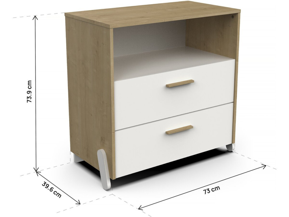 Kinderkommode mit 2 Schubladen und einer Nische "Naili" - Weiß