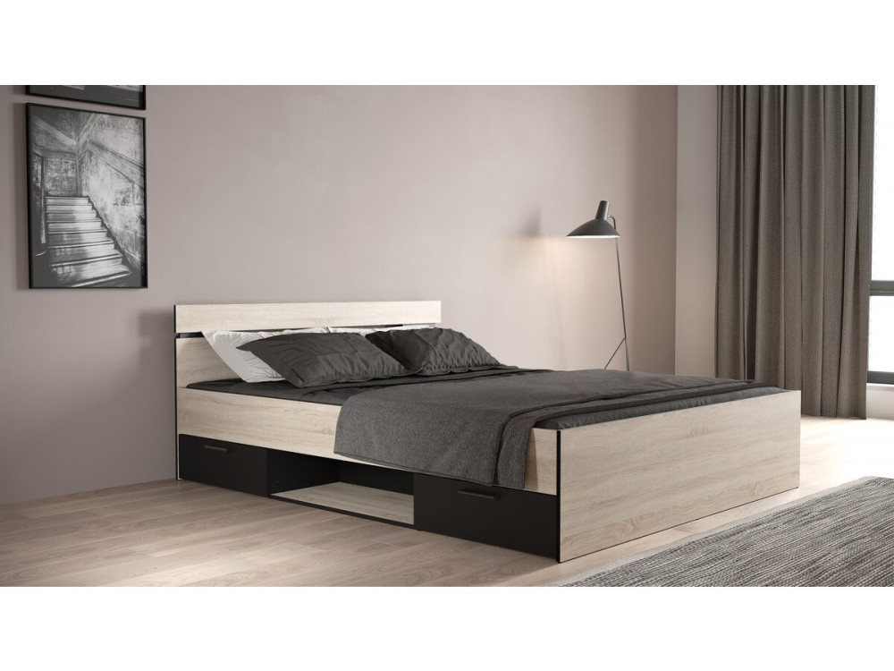 Holz-Doppelbett "Michigan" - 160 x 200 cm - Beige