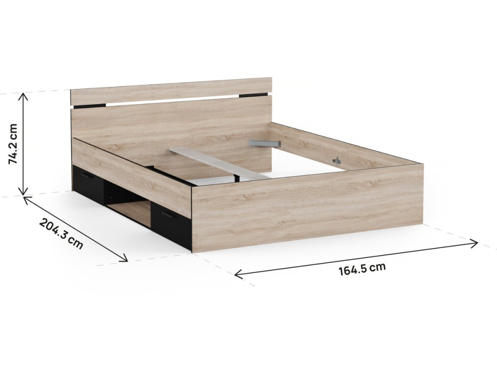 Holz-Doppelbett "Michigan" - 160 x 200 cm - Beige