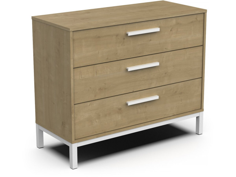 Kommode "CRAFT" - Holz - 3 Schubladen - Braun/Weiß