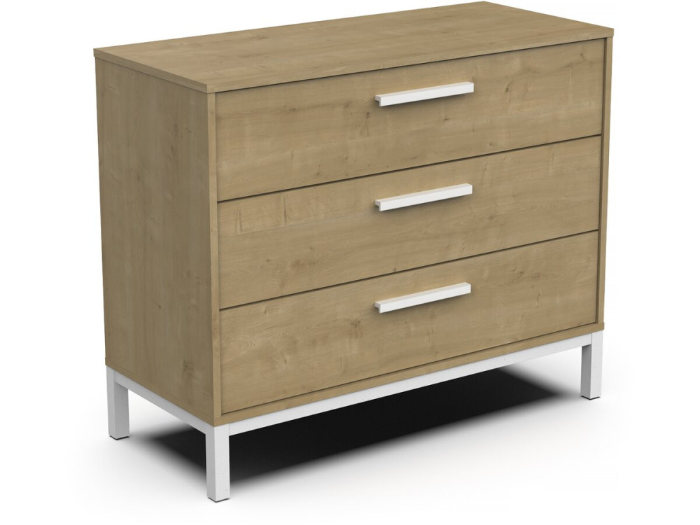 Kommode "CRAFT" - Holz - 3 Schubladen - Braun/Weiß