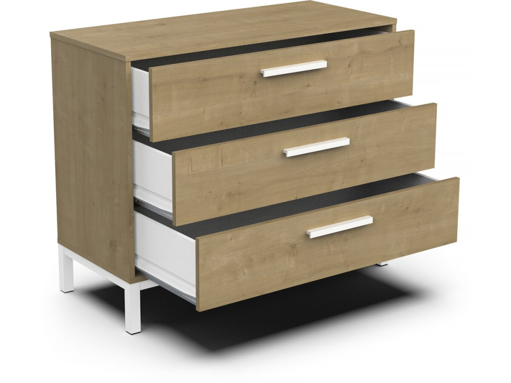 Kommode "CRAFT" - Holz - 3 Schubladen - Braun/Weiß